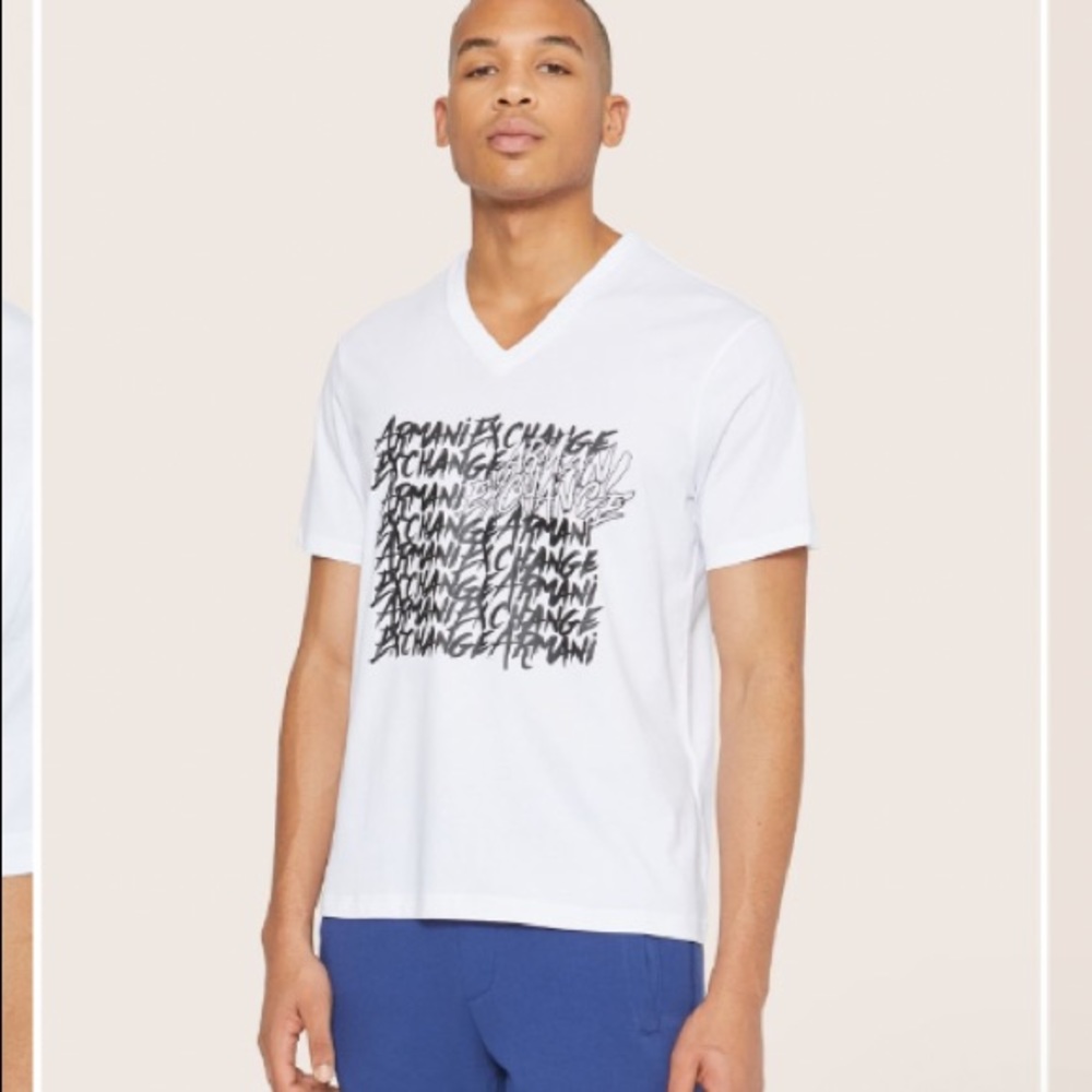 Armani Exchange Graffiti Logo Graphic Tee White Men’s L NWT